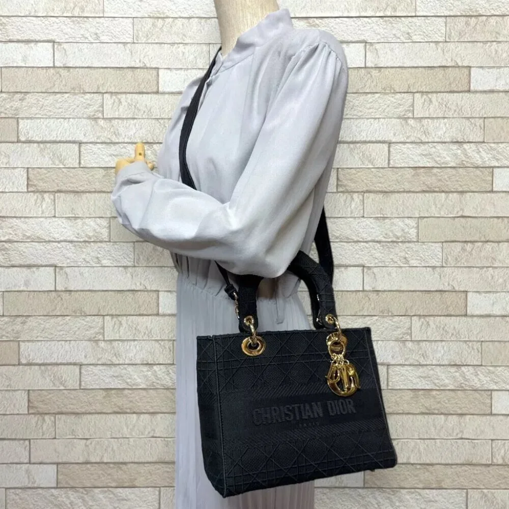 Dior Shoulder Bag canvas 2WAY Lady D-Lite Medium used - Picture 2 of 8